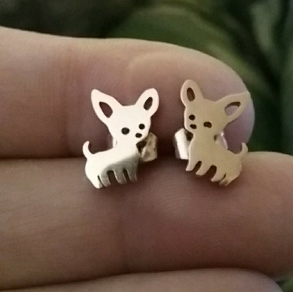 Stainless steel Chihuahua earrings